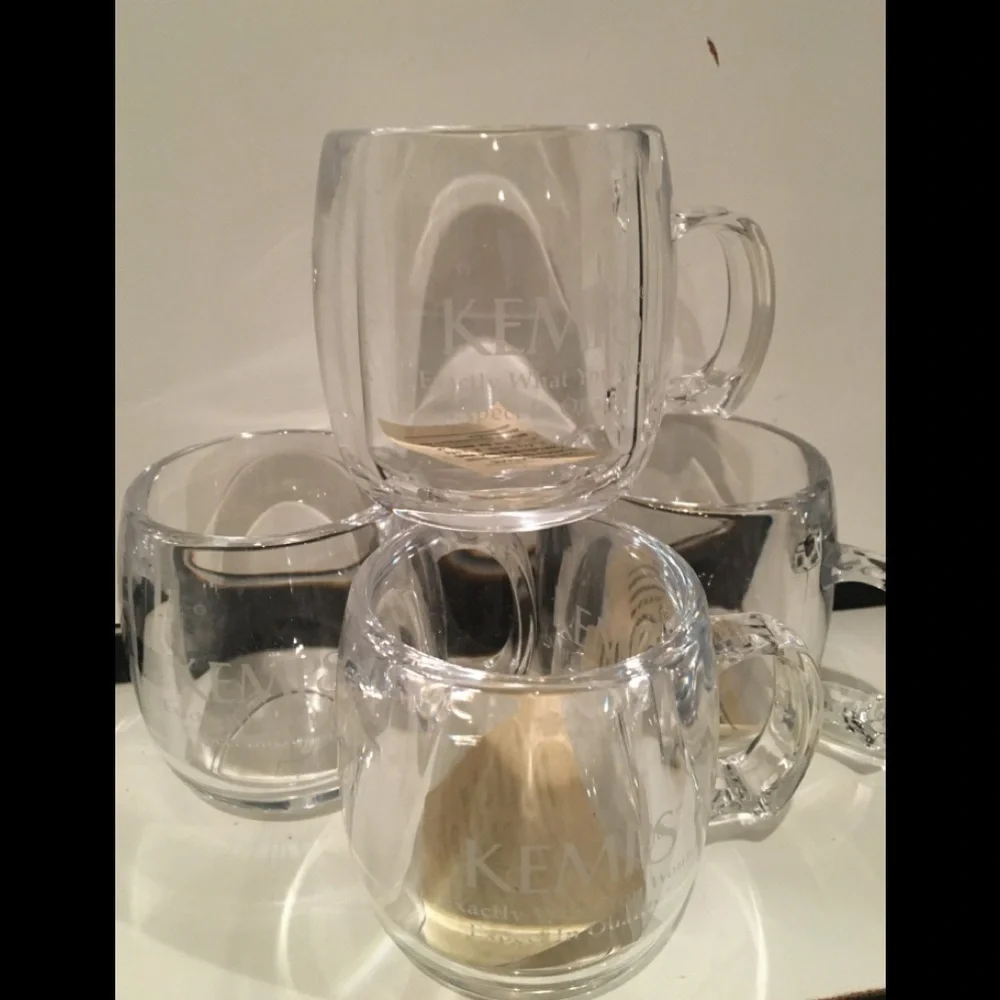 Set of 4 Kemps Glass Tea Cups Coffee Mugs Drinking Glass With Handle
